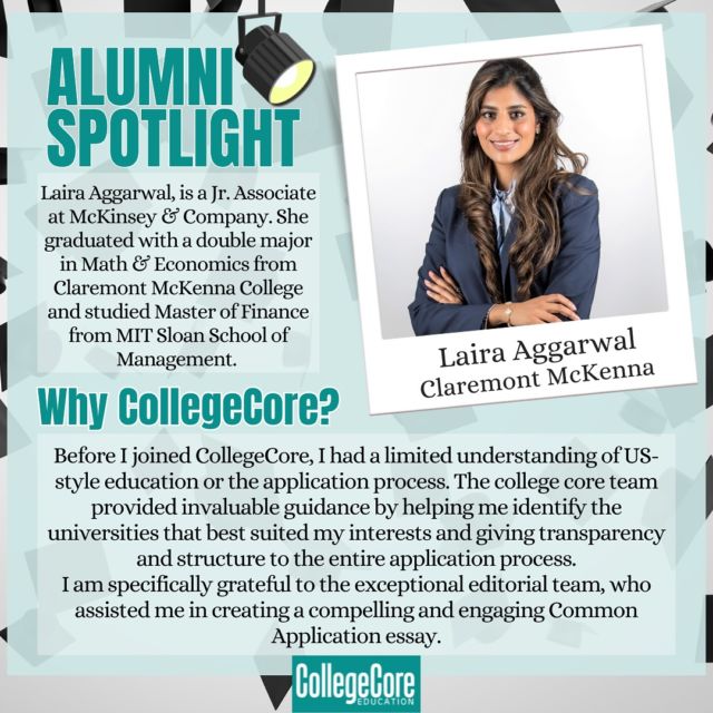 Thrilled to celebrate Laira Aggarwal’s incredible achievements at Claremont McKenna! 🌟 Her journey is a true inspiration to all our future students. 💫 We’re excited to see where her path takes her next! 🚀
 #AlumniSuccess #gratefuljourney #success #quotes #stories #storiesofindia #alumni #alumnistatus #spotlight #claremont #mckenna